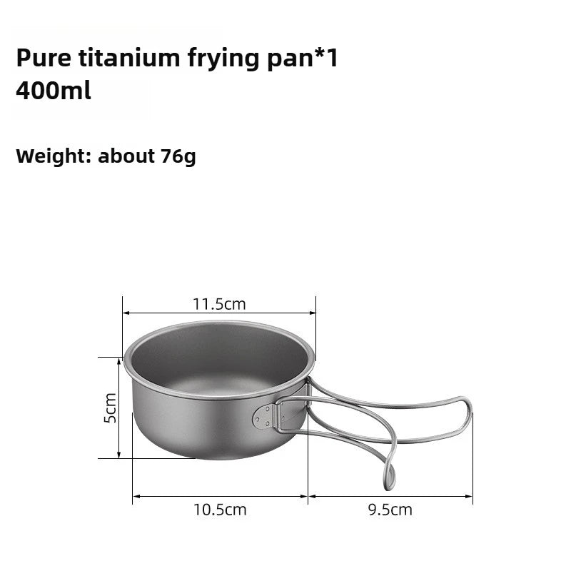 Titanium Outdoor Pot Set Picnic Camping Set Tableware Foldable Lightweight Portable Soup Pot Cooking Pot Set