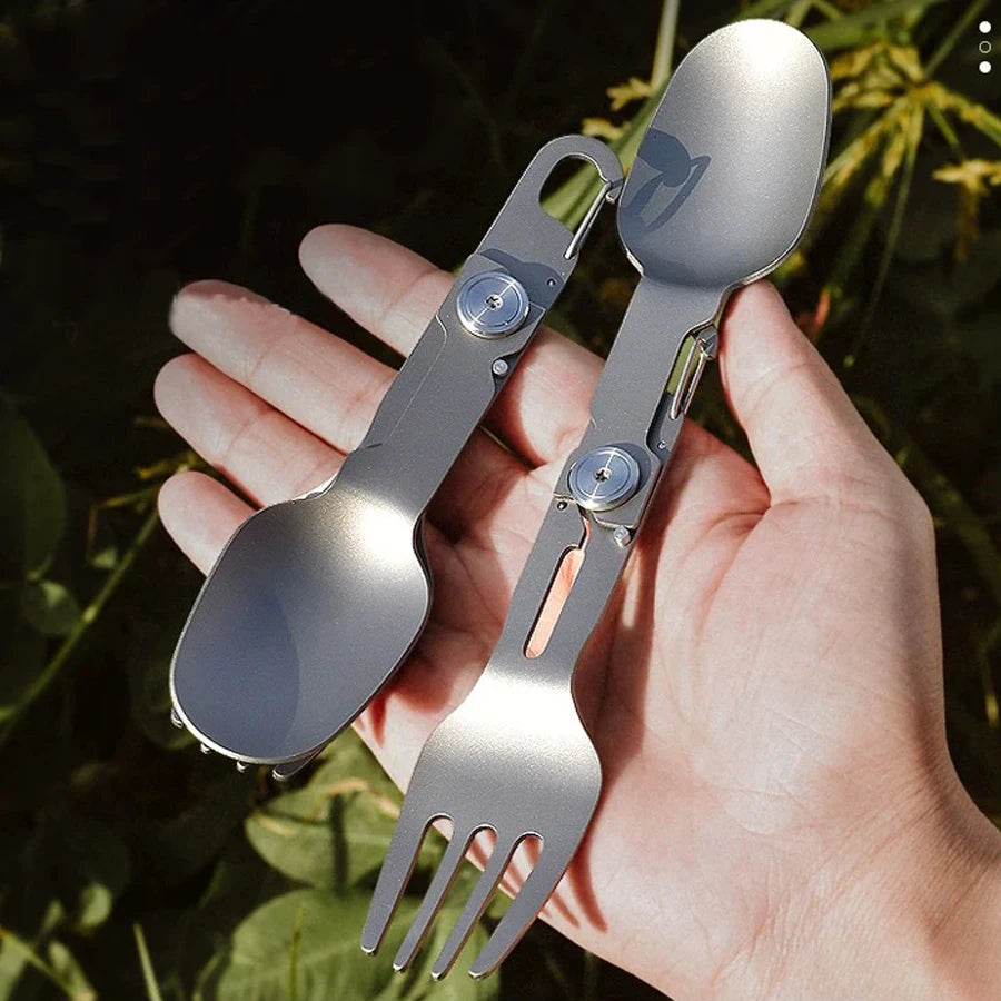 Titanium Folding Spoon Fork Combo - The Ultimate Ultralight Camping Utensil
