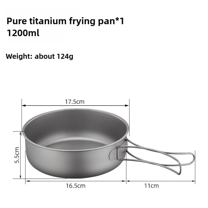 Titanium Outdoor Pot Set Picnic Camping Set Tableware Foldable Lightweight Portable Soup Pot Cooking Pot Set