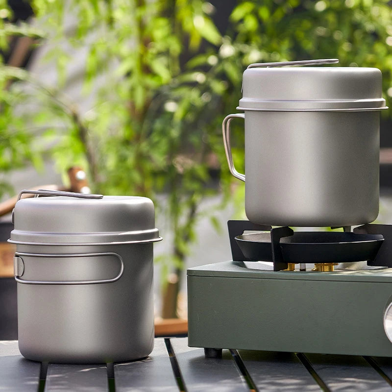 Pure Titanium Camping Cookware Set - Ultralight Pot & Pan