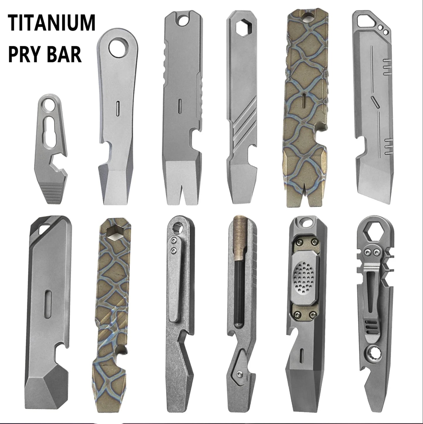 Various Styles Titanium Alloy Wrench Crowbar Pry Bar Bottle Opener EDC Multifunctional Screwdriver Outdoor Portable Pocket Tools