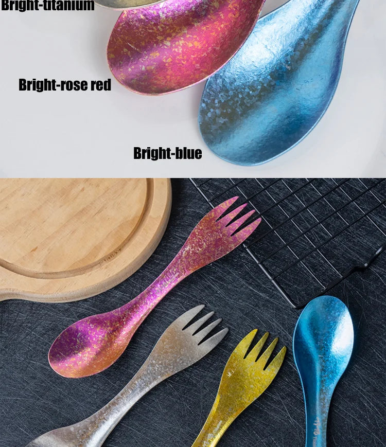 2in1 Titanium Spork Spoon Tableware Ultralight Cookware Portable for Outdoor Camping Picnic Accessories Hiking Travel Cookware
