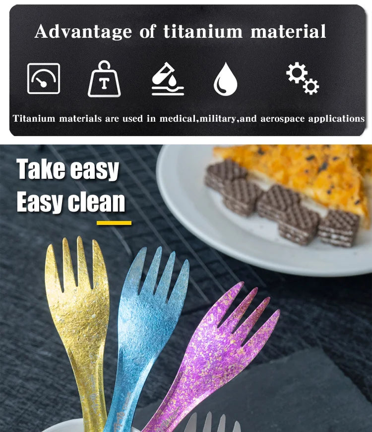 2in1 Titanium Spork Spoon Tableware Ultralight Cookware Portable for Outdoor Camping Picnic Accessories Hiking Travel Cookware