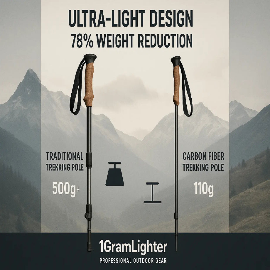 Ultralight carbon fiber trekking poles 110g - weight comparison chart